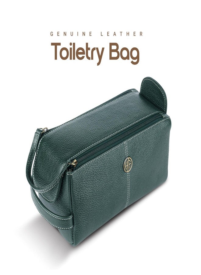 Hammonds Flycatcher Genuine Leather Toiletry Bag for Men and Women - Travel Organizer Pouch, Shaving Kit Bag for Men, Cosmetic Organizer Bag, Toiletry Pouch for Men with Multiple Pockets - Green - Image 2